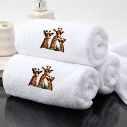 Embroidered Towel Funky Giraffes With Sunglasses, Personalized Luxury Cotton - thumbnail 3