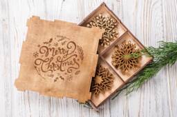 Merry Christmas, Wood Snowflake, Snowflake Ornaments, Wooden Ornaments, Wood Christmas Tree - thumbnail 1