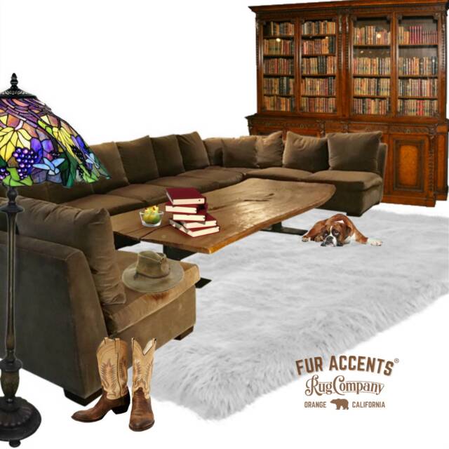 Faux Fur Shaggy Area Rug - Gray Spotted Lynx Design - image 1