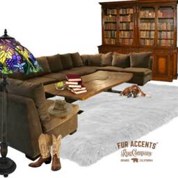 Faux Fur Shaggy Area Rug - Gray Spotted Lynx Design - thumbnail 1