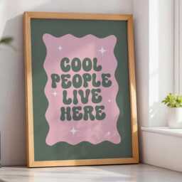 Cool People Live Here Art Print, Funky Pink & Green Wall Art, Hallway Decor - thumbnail 3