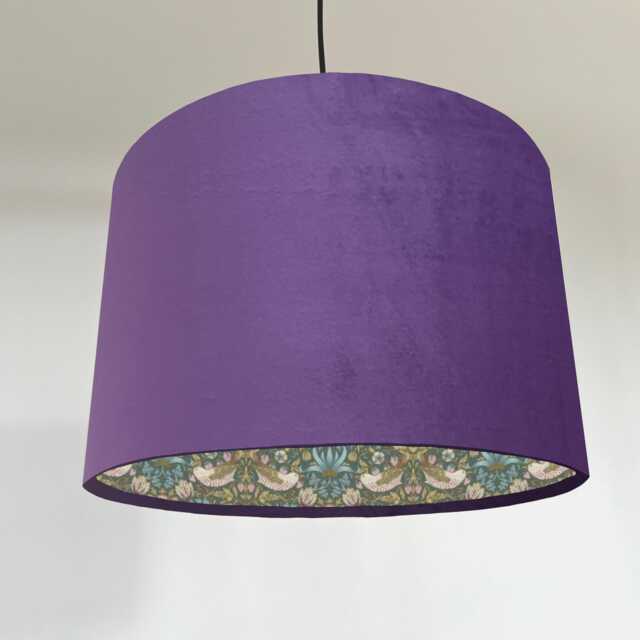 Purple Velvet Drum Lampshade/ Ceiling Shade William Morris Strawberry Thief Teal Interior - image 1