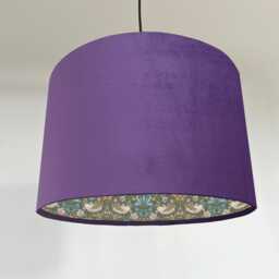Purple Velvet Drum Lampshade/ Ceiling Shade William Morris Strawberry Thief Teal Interior