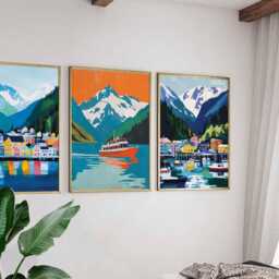 Set Of 3 Juneau Posters, Alaska Wall Art Prints, Travel Poster Set, Mountain Landscape Nature Decor - thumbnail 3