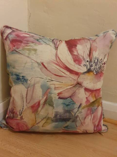 Dusky Bloom Handmade Cushion Cover, Decorative Cushion, Flower Pink Scatter Pillow Cover - image 1