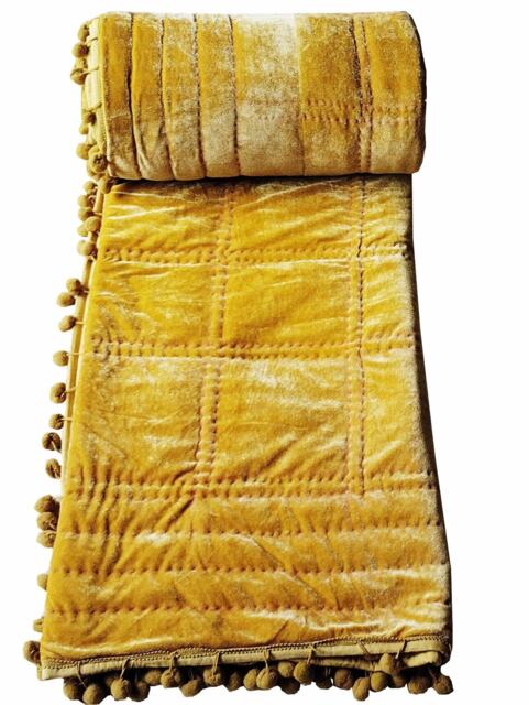 Gold Velvet Quilt, Comforter, Queen King Size Quilt For Sale Throws & Blankets Bedding Set Wedding Gift