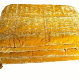Gold Velvet Quilt, Comforter, Queen King Size Quilt For Sale Throws & Blankets Bedding Set Wedding Gift - thumbnail 2