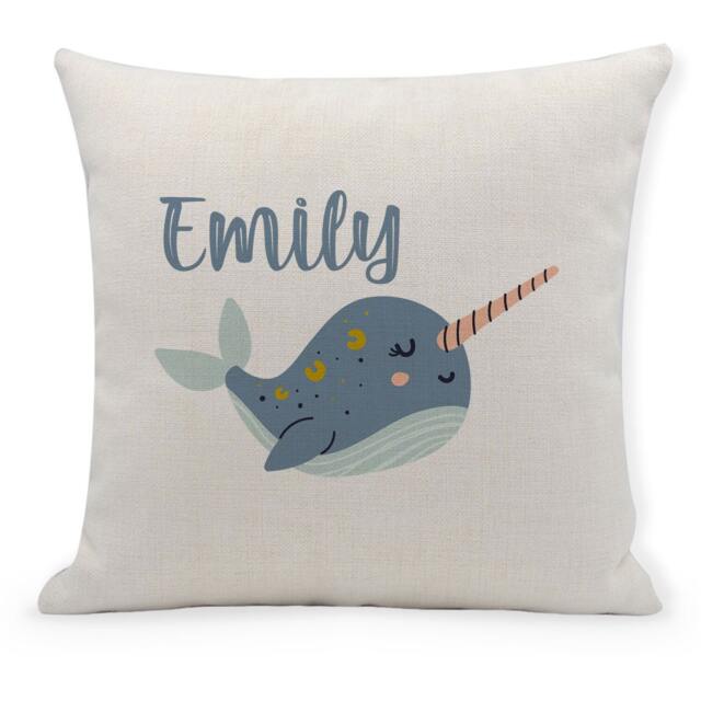 Personalised Narwhal Cushion, Cute Kids Gift, Under The Sea - image 1
