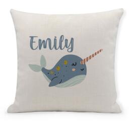 Personalised Narwhal Cushion, Cute Kids Gift, Under The Sea - thumbnail 1