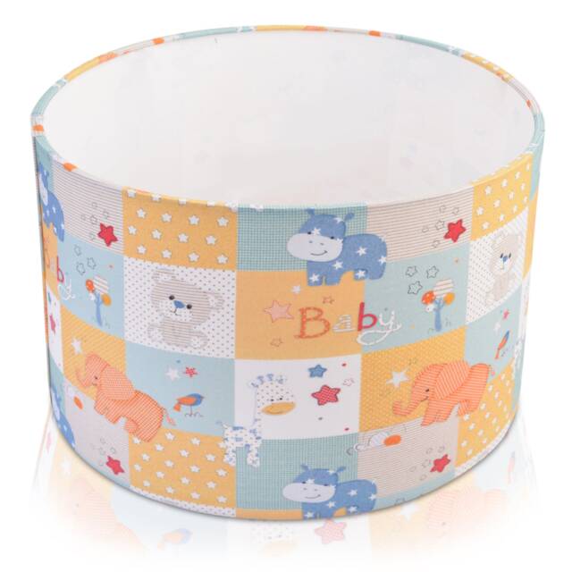 Kids Nursery Baby Elephants Cubes Bears Blue Orange White Lampshade , Table Lamp Pendant Shade - image 1
