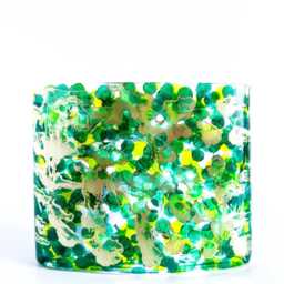 Emerald Green & Gold Glass Vase For Flowers, Abstract Floral Decor - thumbnail 3