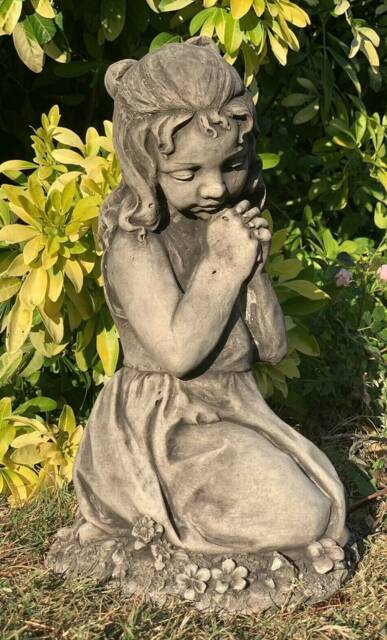 Stone Garden Cute Praying Girl Large Statue Ornament - image 1