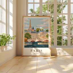 Minimalist Paris Print French City Skyline Travel Poster - thumbnail 2