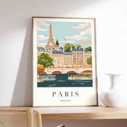 Minimalist Paris Print French City Skyline Travel Poster - thumbnail 1