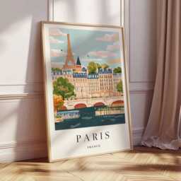 Minimalist Paris Print French City Skyline Travel Poster - thumbnail 3
