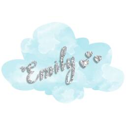 Watercolor Cloud Personalized Name Children Room Decorations Removable Repositionable Wall Stickers Decal - thumbnail 2