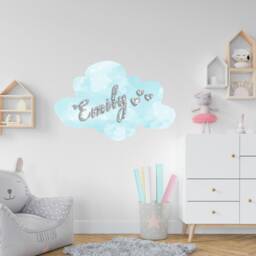 Watercolor Cloud Personalized Name Children Room Decorations Removable Repositionable Wall Stickers Decal - thumbnail 3
