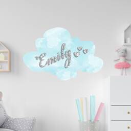Watercolor Cloud Personalized Name Children Room Decorations Removable Repositionable Wall Stickers Decal