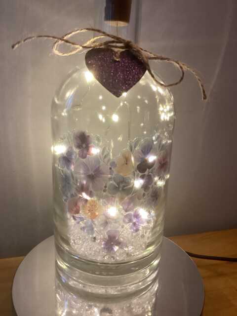 Violets Birth Flower, February Light Up Bottle, Bottle Lamp With Gift Messaging Service & Bag - image 1