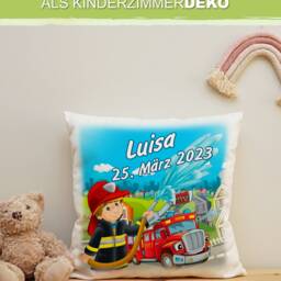 Fire Brigade Pillow Personalized With Name, Fireman, Individual Gift Birth Children, Daycare, School, Back To Children's Room Decoration - thumbnail 2