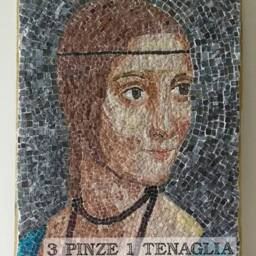 Mosaic Painting Lady With An Ermine By Leonardo Da Vinci - Framed Painting, Renaissance, Marble, Enamel, Gold - thumbnail 2