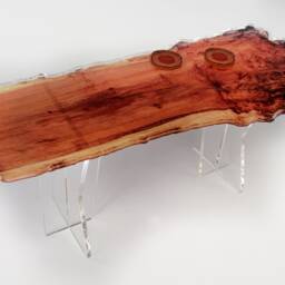 Red Wood Live Edge Log Acrylic Coffee Table - thumbnail 2