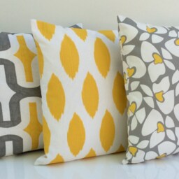 Gray & Yellow On White Pillow, Throw Pillow Cover, Decorative Cushion Pillowcase, Accent Toss Cotton - thumbnail 3