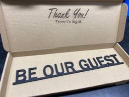 Be Our Guest Door Sign, Topper, Shelf Decor, Frame Art, Wall Novelty Sign Gift For Him Her