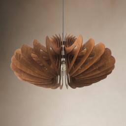 Large Wood Pendant Light, Modern Chandelier Lighting, Hanging Dining Lamp, Ceiling Shade, Minimal Contemporary - thumbnail 3