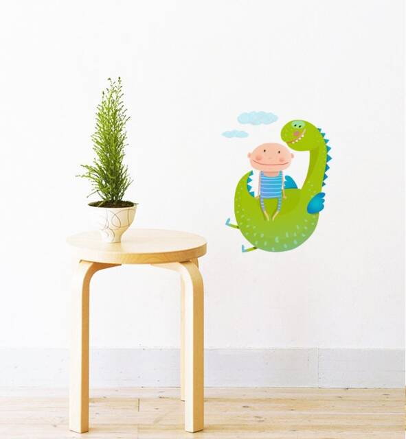 Dragon & Boy As Friends Wall Sticker Decal - Kids Stickers, Animals Childrens Decals, Art, Room