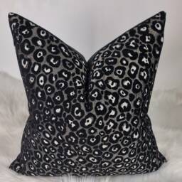Serengeti Zambia Animal Print Pillow Cover Porter & Stone Black Bronze Leopard Spots Cushion Brass And - thumbnail 4