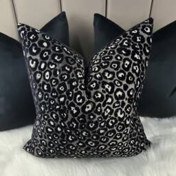 Serengeti Zambia Animal Print Pillow Cover Porter & Stone Black Bronze Leopard Spots Cushion Brass And