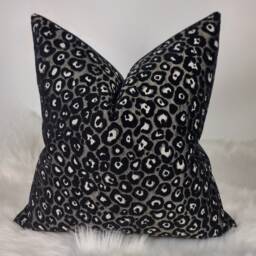 Serengeti Zambia Animal Print Pillow Cover Porter & Stone Black Bronze Leopard Spots Cushion Brass And - thumbnail 2
