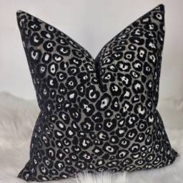 Serengeti Zambia Animal Print Pillow Cover Porter & Stone Black Bronze Leopard Spots Cushion Brass And - thumbnail 3