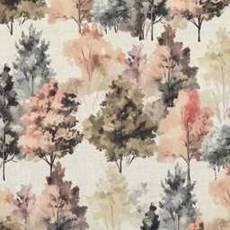 Handmade Lampshade Pink Tree Watercolour Forest Fabric Drum, Woodland Nature Light Shade For Table/Floor Lamp Or Ceiling Pendant - thumbnail 3
