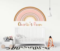 Boho Rainbow Wall Sticker , Personalised Name Decal Gifts, Art Decor, Sticker, Scandi Playroom Decoration - thumbnail 1