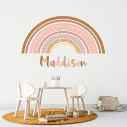 Boho Rainbow Wall Sticker , Personalised Name Decal Gifts, Art Decor, Sticker, Scandi Playroom Decoration - thumbnail 2