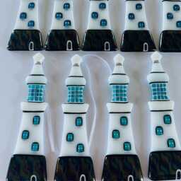 Plymouth Smeatons Lighthouse Fused Glass Christmas Decoration, Argyle Inspired Lighthouse, Cornish Glass, Cornwall - thumbnail 4