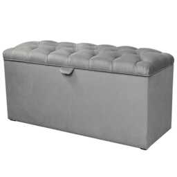Silver Buttoned Blanket Box - Velvet Ottoman Handmade in Britain - thumbnail 1