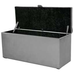 Silver Buttoned Blanket Box - Velvet Ottoman Handmade in Britain - thumbnail 2