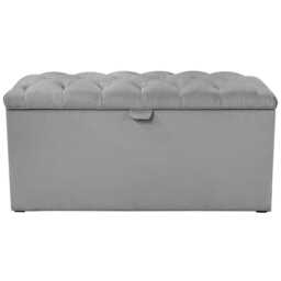 Silver Buttoned Blanket Box - Velvet Ottoman Handmade in Britain - thumbnail 3