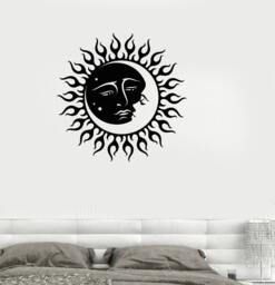 Wall Vinyl Decal Bedroom Decoration Sun & Moon Kissing Romantic Ornament Modern Home Decor - #1002Da - thumbnail 1