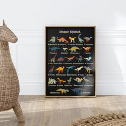 Dinosaur Alphabet Print, Prints, Children's Decor, Nursery Bedroom Educational 2451 - thumbnail 3