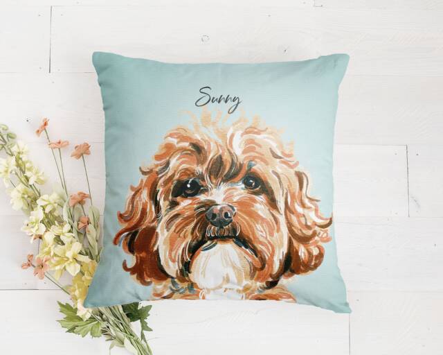 Custom Pet Pillow, Dog Cat Cushion, Gift For Lover Owner, Memorial Gift, Portrait - image 1
