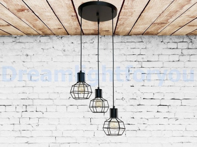 3 Iron Cages Pendant Light Fixture Industrial Lighting Hanging Light Vintage Chandelier Modern Kitchen - image 1