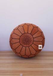 Luxurious Handcrafted Leather Pouf - Moroccan Inspired Seating Boho Chic Ottoman Handmade Style Elegance