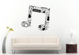 Music Note Melody Made From Guitar Saxophone Flute Drums Orchestra Wall Decal Vinyl Sticker Mural Room Decor L1244 - thumbnail 1
