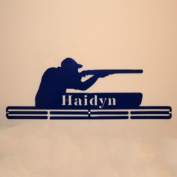 Medal Holder, Hanger, Sports Shotgun Personalized Wall Art, Children's Room Decor - thumbnail 3