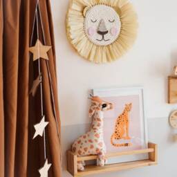 Crochet Lion Face Raffia Wall Hanging Safari Jungle Nursery Decor - thumbnail 3