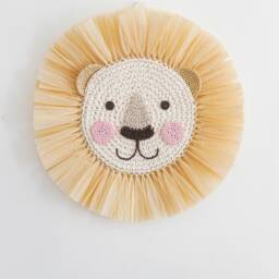 Crochet Lion Face Raffia Wall Hanging Safari Jungle Nursery Decor - thumbnail 4